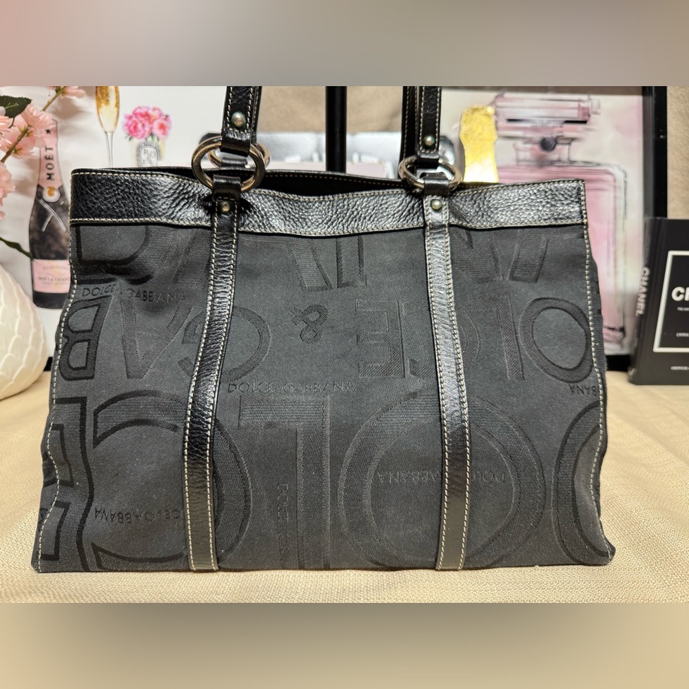 Dolce & Gabbana Black Logo Jacquard Tote